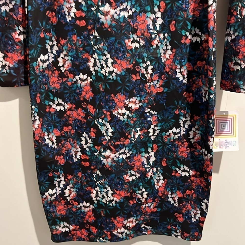 Lularoe black red blue green floral Debbie dress. Size XS. NWT. - Picture 3 of 6
